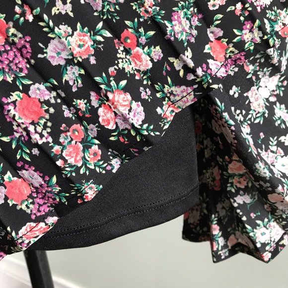 Black multicolor pink Floral pleated midi skirt - Picture 6 of 10